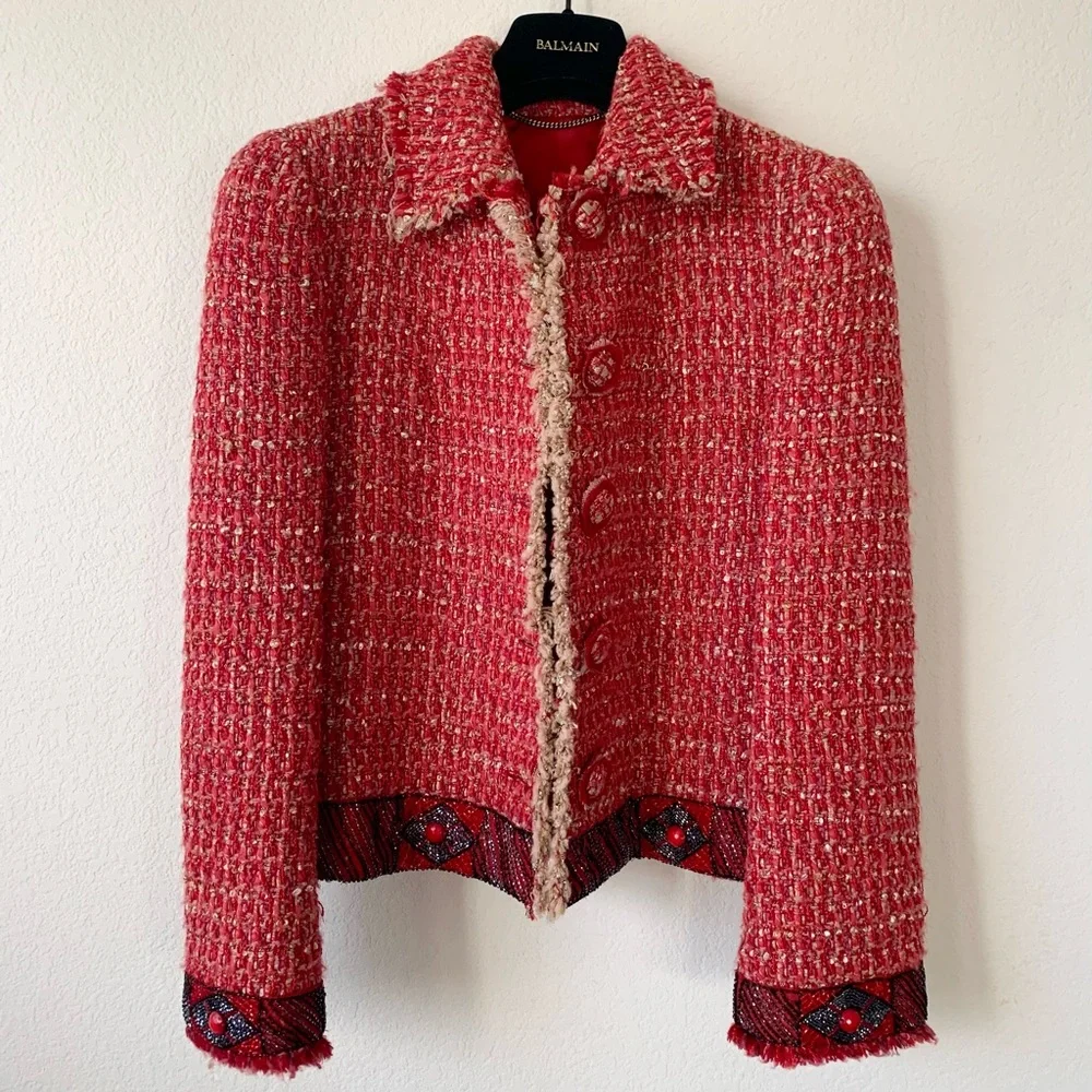 NWOT Blumarine beaded tweed jacket